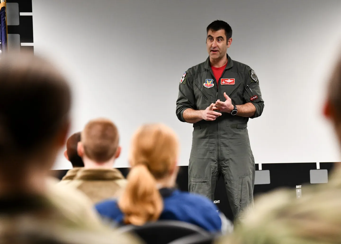 Air Force ROTC cadets seated in a university classroom session