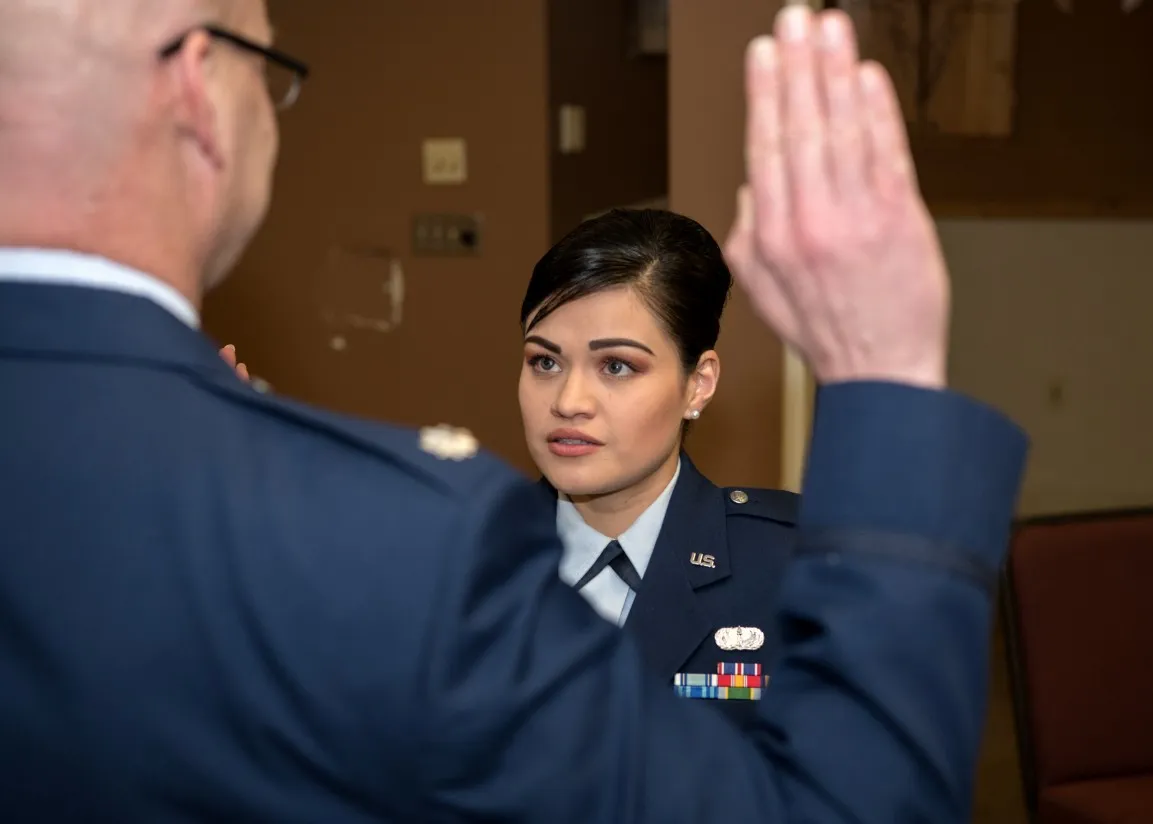Air Force ROTC cadets at a commissioning ceremony