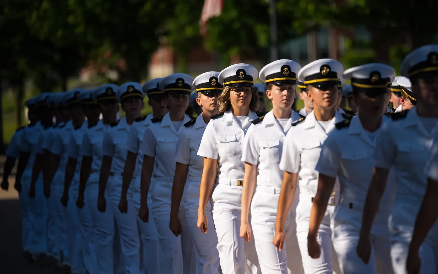 NROTC students at a new student indoctrination graduation